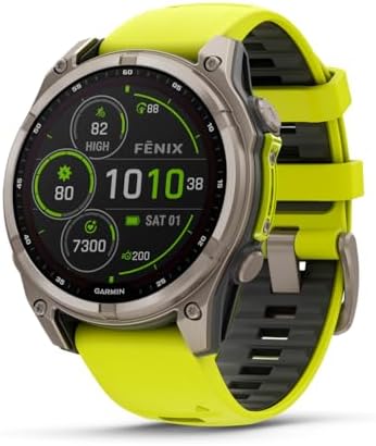 Garmin f nix  8   47 mm  AMOLED  Sapphire  Premium Multisport GPS Smartwatch  Long Lasting Battery Life  Dive Rated  Built in LED Flashlight  Titanium with Spark Orange/Graphite Band