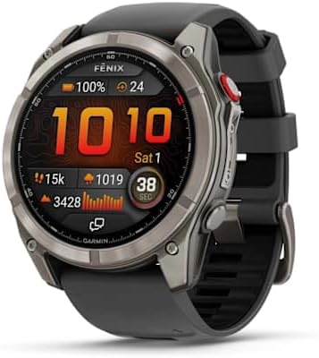 Garmin f nix  8   47 mm  AMOLED  Sapphire  Premium Multisport GPS Smartwatch  Long Lasting Battery Life  Dive Rated  Built in LED Flashlight  Titanium with Spark Orange/Graphite Band
