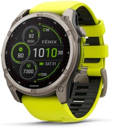 Garmin f nix  8   47 mm  AMOLED  Sapphire  Premium Multisport GPS Smartwatch  Long Lasting Battery Life  Dive Rated  Built in LED Flashlight  Titanium with Spark Orange/Graphite Band