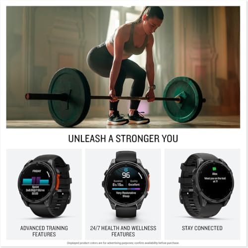 Garmin f nix  8   47mm  AMOLED  Premium Multisport GPS Smartwatch  Long Lasting Battery Life  Dive Rated  Built in LED Flashlight  Slate Gray with Black Band