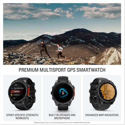 Garmin f nix  8   47mm  AMOLED  Premium Multisport GPS Smartwatch  Long Lasting Battery Life  Dive Rated  Built in LED Flashlight  Slate Gray with Black Band