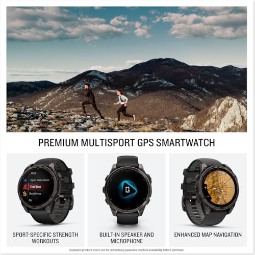 Garmin f nix  8   47 mm  AMOLED  Sapphire  Premium Multisport GPS Smartwatch  Long Lasting Battery Life  Dive Rated  Built in LED Flashlight  Carbon Gray DLC Titanium with Pebble Gray Band