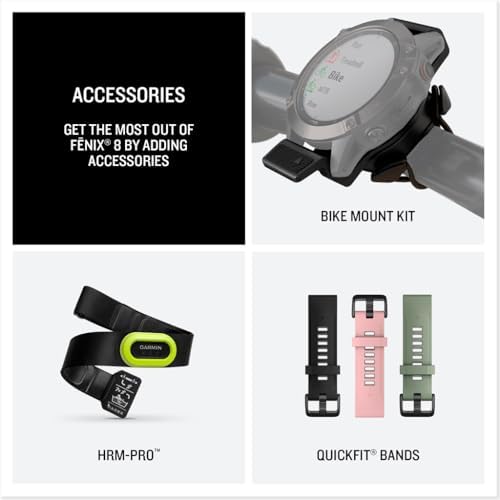 Garmin f nix  8   47 mm  AMOLED  Sapphire  Premium Multisport GPS Smartwatch  Long Lasting Battery Life  Dive Rated  Built in LED Flashlight  Carbon Gray DLC Titanium with Pebble Gray Band