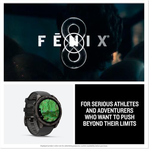 Garmin f nix  8   47 mm  AMOLED  Sapphire  Premium Multisport GPS Smartwatch  Long Lasting Battery Life  Dive Rated  Built in LED Flashlight  Carbon Gray DLC Titanium with Pebble Gray Band