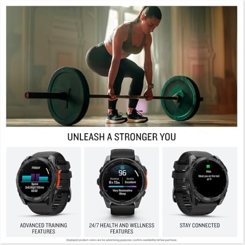 Garmin f nix  8   51 mm  Solar  Sapphire  Premium Multisport GPS Smartwatch  Long Lasting Battery Life  Dive Rated  Built in LED Flashlight  Carbon Gray DLC Titanium with Pebble Gray Band