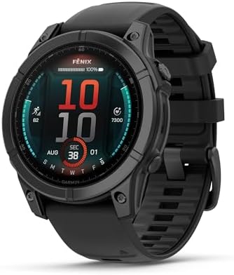 Garmin f nix  8   51 mm  Solar  Sapphire  Premium Multisport GPS Smartwatch  Long Lasting Battery Life  Dive Rated  Built in LED Flashlight  Carbon Gray DLC Titanium with Pebble Gray Band