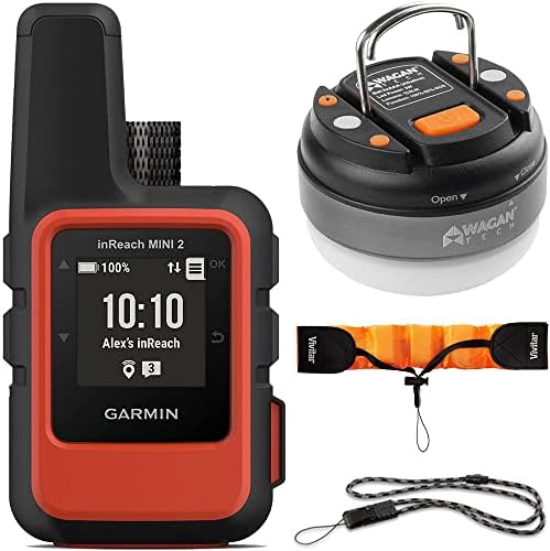 Garmin inReach Mini 2 Portable Satellite Communicator/GPS Navigator  Flame Red  Accessory   Official USA Partner Model   Bundle with LED Brite Nite Dome Lantern Flashlight for Camping