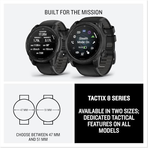 Garmin tactix  8 47mm  AMOLED Display  Premium Tactical GPS Smartwatch  Includes Applied Ballistics Ultralight  Solver