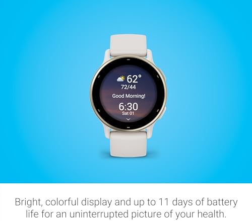 Garmin vívoactive 5, reloj inteligente GPS de salud y fitness, pantalla AMOLED, hasta 11 días de batería, color marfil