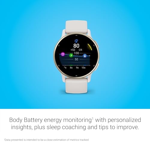 Garmin vívoactive 5, reloj inteligente GPS de salud y fitness, pantalla AMOLED, hasta 11 días de batería, color marfil