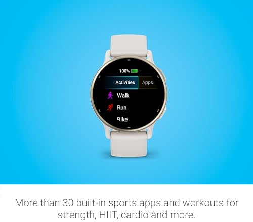 Garmin vívoactive 5, reloj inteligente GPS de salud y fitness, pantalla AMOLED, hasta 11 días de batería, color marfil