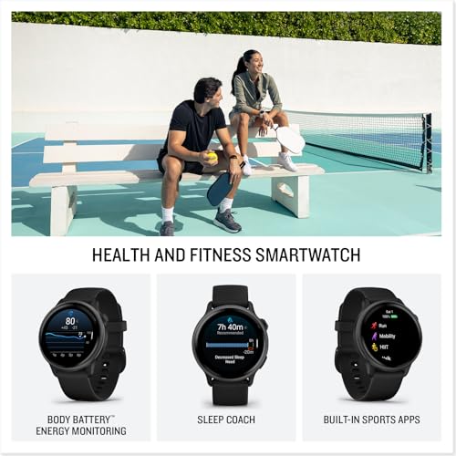 Garmin vívoactive  6  Health and Fitness GPS Smartwatch  AMOLED Display  Up to 11 Days of Battery  Slate with Black Band