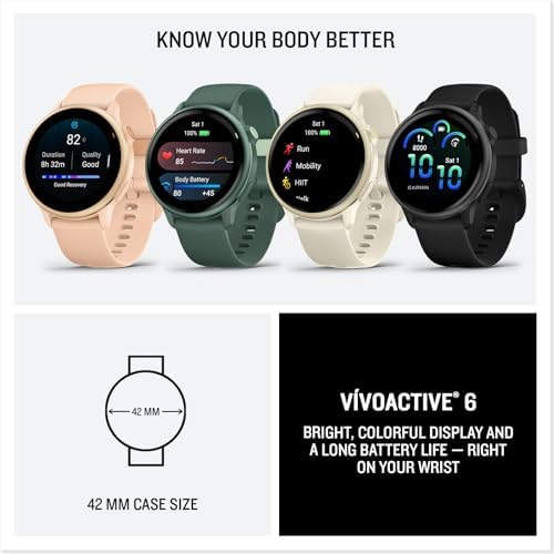 Garmin vívoactive  6 Health and Fitness GPS Smartwatch   AMOLED Display  Up to 11 Days Battery  Metallic Pink Dawn with Matching Band