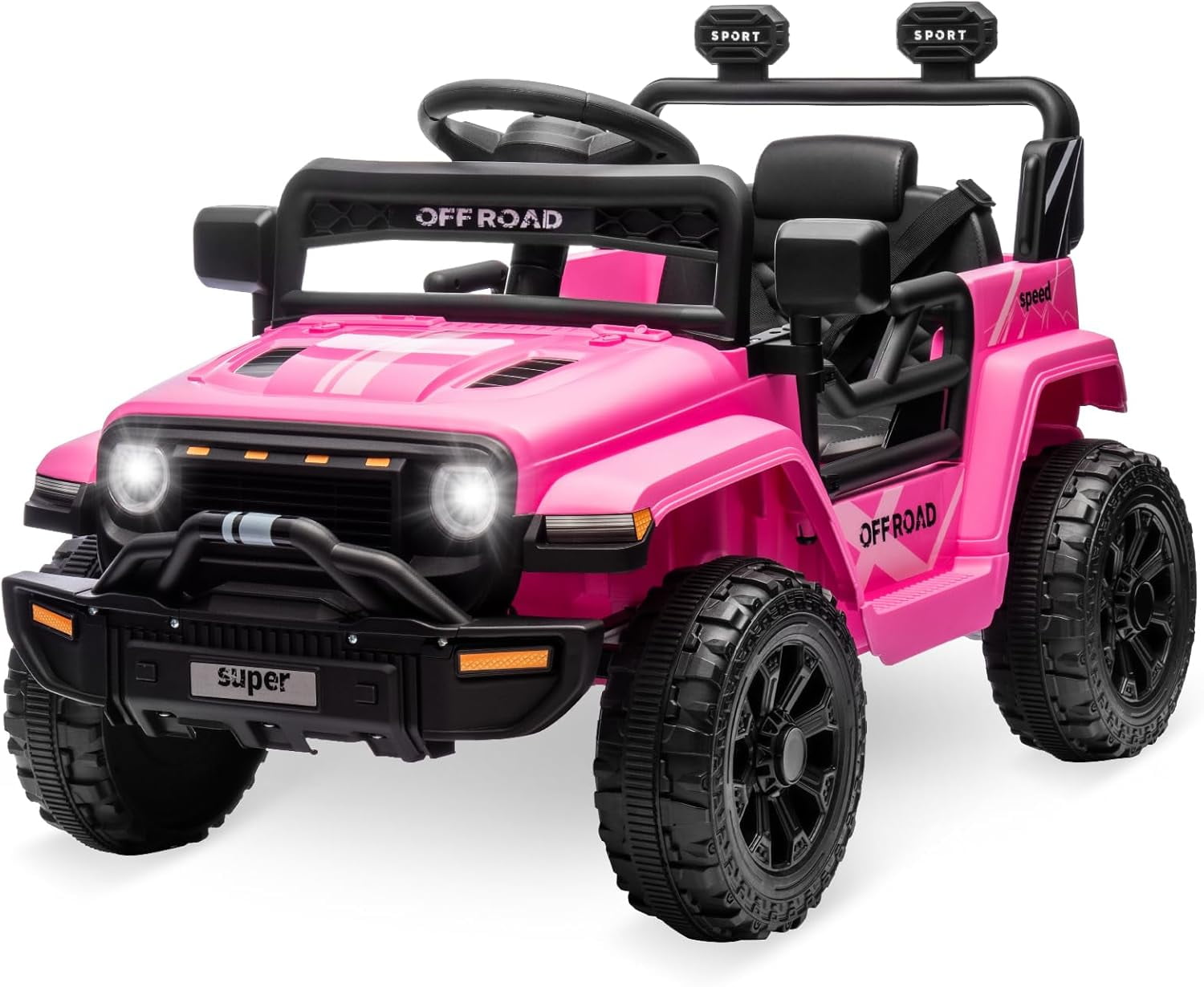 Garvee 12V Ride On Truck Car for Kids   Electric Vehicle with Parent Remote Control  Music Steering Wheel  LED Lights & 4 Wheel Spring Suspension   Perfect for Ages 2 5 Pin