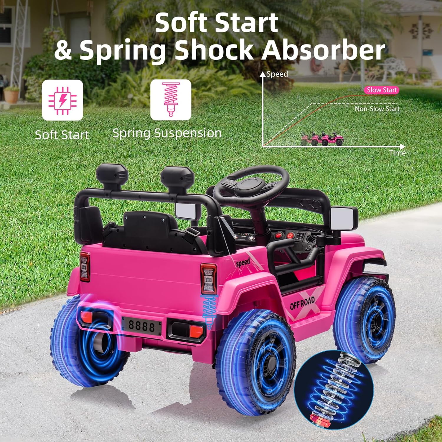 Garvee 12V Ride On Truck Car for Kids   Electric Vehicle with Parent Remote Control  Music Steering Wheel  LED Lights & 4 Wheel Spring Suspension   Perfect for Ages 2 5 Pin