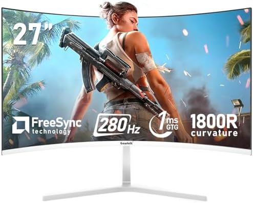 Gawfolk 27 inch 2K QHD 2560 1440  PC Screen  180Hz Gaming Monitor  1ms Without Bezel  FreeSync 100  sRGB  178  Wide Viewing Angle  HDMI2 0 DisplayPort  75   75MM Wall Mount Compatible   Black