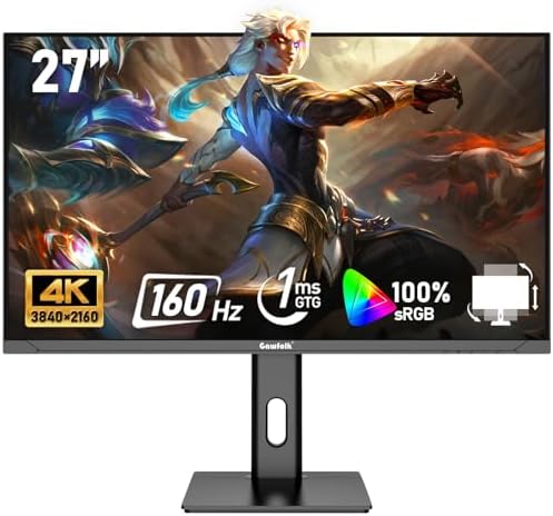 Gawfolk 27 inch 2K QHD 2560 1440  PC Screen  180Hz Gaming Monitor  1ms Without Bezel  FreeSync 100  sRGB  178  Wide Viewing Angle  HDMI2 0 DisplayPort  75   75MM Wall Mount Compatible   Black