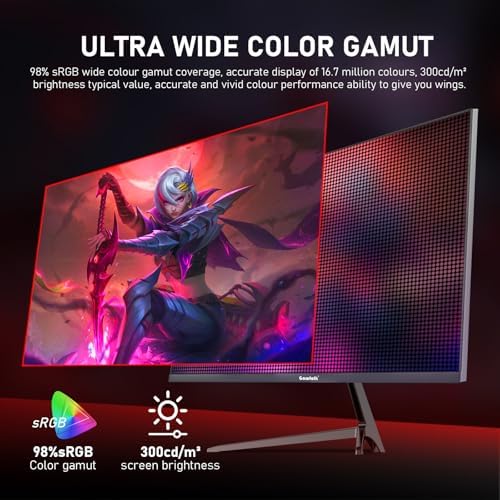 Gawfolk 27 inch 2K QHD 2560 1440  PC Screen  165Hz Gaming Monitor  1ms Without Bezel  FreeSync 98  sRGB  178  Wide Viewing Angle Display 1 4 Port HDMI2 0  Wall Mount Compatible 75   75MM  Black