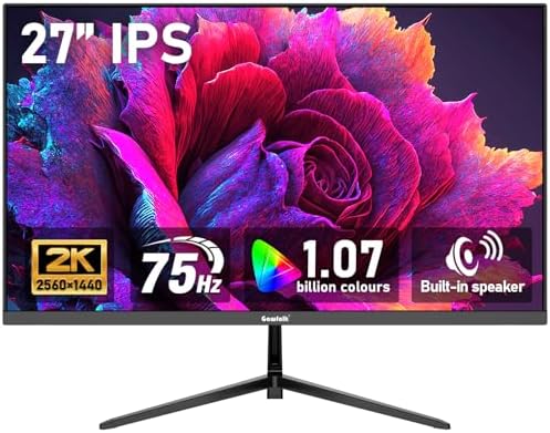 Gawfolk 27 inch 2K QHD 2560 1440  PC Screen  165Hz Gaming Monitor  1ms Without Bezel  FreeSync 98  sRGB  178  Wide Viewing Angle Display 1 4 Port HDMI2 0  Wall Mount Compatible 75   75MM  Black