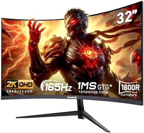 Gawfolk 27 inch 2K QHD 2560 1440  PC Screen  165Hz Gaming Monitor  1ms Without Bezel  FreeSync 98  sRGB  178  Wide Viewing Angle Display 1 4 Port HDMI2 0  Wall Mount Compatible 75   75MM  Black