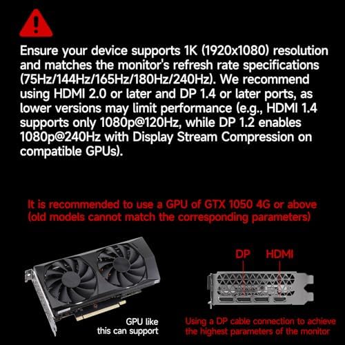 Gawfolk 27 inch Curved Gaming Monitor 144Hz/180Hz PC Monitor Full HD 1080P  Frameless 1800R Computer Display with FreeSync & Eye Care Technology  Wall Mountable  DP  HDMI Port  Black 