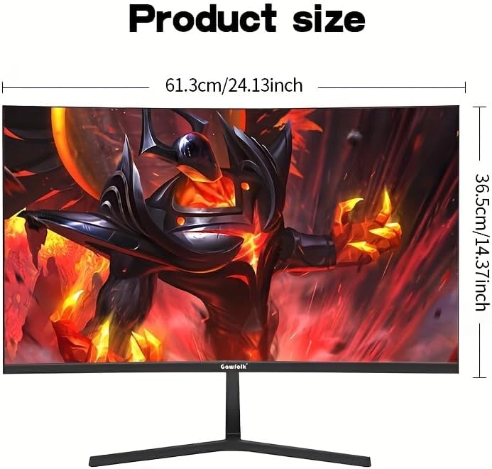 Gawfolk 27 inch Curved Gaming Monitor 144Hz/180Hz PC Monitor Full HD 1080P  Frameless 1800R Computer Display with FreeSync & Eye Care Technology  Wall Mountable  DP  HDMI Port  Black 