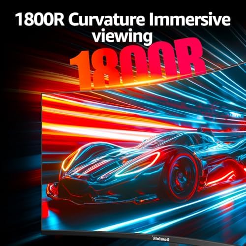 Gawfolk 27 inch Curved Gaming Monitor 144Hz/180Hz PC Monitor Full HD 1080P  Frameless 1800R Computer Display with FreeSync & Eye Care Technology  Wall Mountable  DP  HDMI Port  Black 