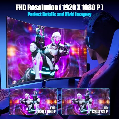 Gawfolk 27 inch Curved Gaming Monitor 144Hz/180Hz PC Monitor Full HD 1080P  Frameless 1800R Computer Display with FreeSync & Eye Care Technology  Wall Mountable  DP  HDMI Port  Black 