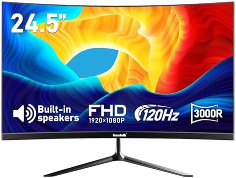 Gawfolk 27 inch Curved Gaming Monitor 144Hz/180Hz PC Monitor Full HD 1080P  Frameless 1800R Computer Display with FreeSync & Eye Care Technology  Wall Mountable  DP  HDMI Port  Black 