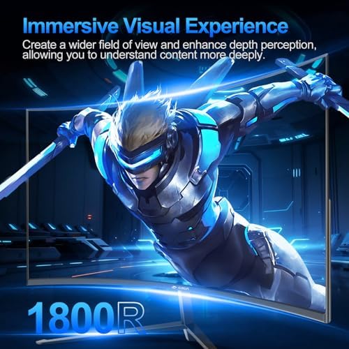Gawfolk 27 inch Curved Gaming Monitor 144Hz/180Hz PC Monitor Full HD 1080P  Frameless 1800R Computer Display with FreeSync & Eye Care Technology  Wall Mountable  DP  HDMI Port  Black 