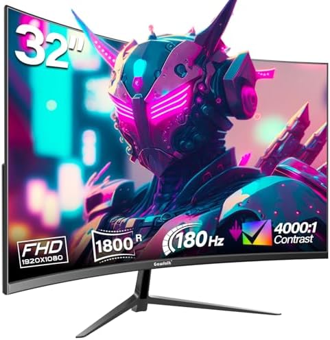 Gawfolk 27 inch Curved Gaming Monitor 144Hz/180Hz PC Monitor Full HD 1080P  Frameless 1800R Computer Display with FreeSync & Eye Care Technology  Wall Mountable  DP  HDMI Port  Black 