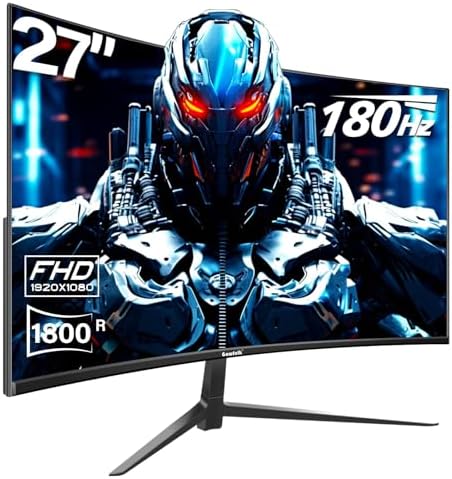 Gawfolk 27 inch Curved Gaming Monitor 144Hz/180Hz PC Monitor Full HD 1080P  Frameless 1800R Computer Display with FreeSync & Eye Care Technology  Wall Mountable  DP  HDMI Port  Black 