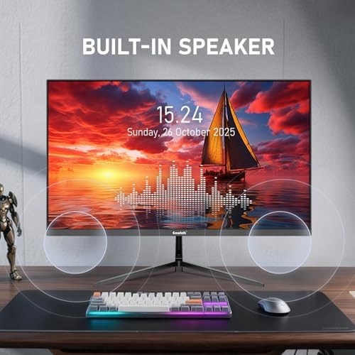 Gawfolk 27 inch IPS 2K QHD  2560 1440  Computer Monitor 75Hz Gaming PC Screen  1ms Adaptive Sync 100  sRGB  1 07 Billion Colours Built in Speaker Display 1 4 Port HDMI2 0  Black