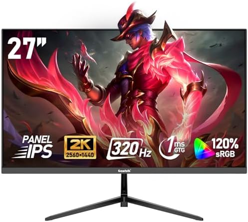 Gawfolk 27 inch IPS 2K QHD  2560 1440  Computer Monitor 75Hz Gaming PC Screen  1ms Adaptive Sync 100  sRGB  1 07 Billion Colours Built in Speaker Display 1 4 Port HDMI2 0  Black