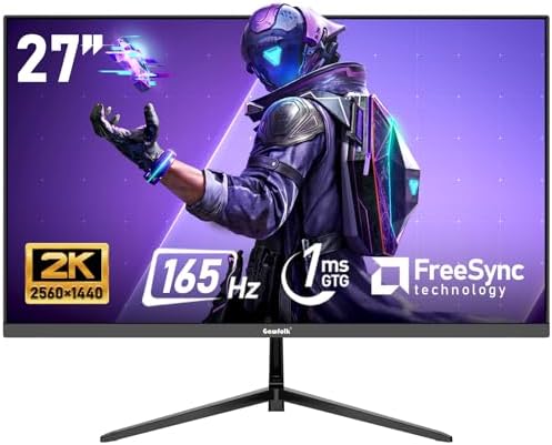 Gawfolk 27 inch IPS 2K QHD  2560 1440  Computer Monitor 75Hz Gaming PC Screen  1ms Adaptive Sync 100  sRGB  1 07 Billion Colours Built in Speaker Display 1 4 Port HDMI2 0  Black