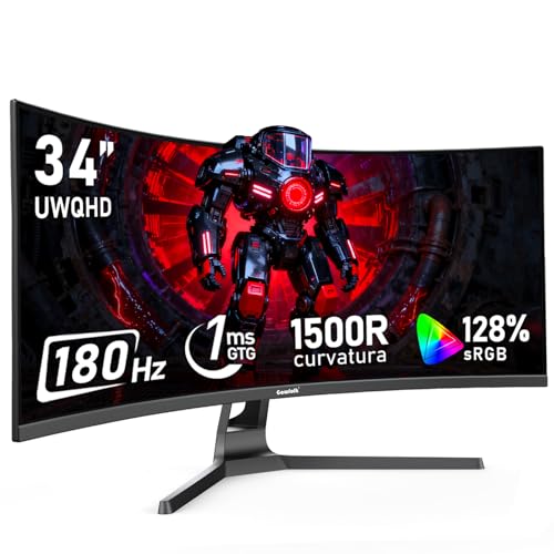 Gawfolk 34 Inch Ultrawide Curved 180Hz Gaming Computer Monitor 1500R PC Screen 21 9 UWQHD  3440x1440  128  sRGB Adaptive Sync 178  Viewing Angle Display Port HDMI Compatible with Wall mounting  Black