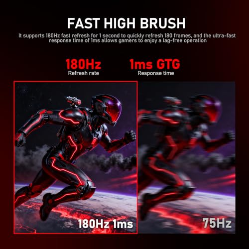 Gawfolk 34 Inch Ultrawide Curved 180Hz Gaming Computer Monitor 1500R PC Screen 21 9 UWQHD  3440x1440  128  sRGB Adaptive Sync 178  Viewing Angle Display Port HDMI Compatible with Wall mounting  Black