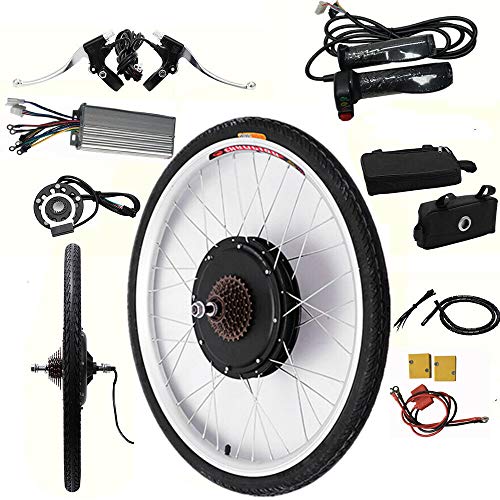 Gdrasuya10 Kit de conversión de bicicleta eléctrica de 26 pulgadas, kit de conversión de bicicleta eléctrica de 48 V, 1000 W, potente kit de motor de cubo con controlador inteligente y sistema PAS