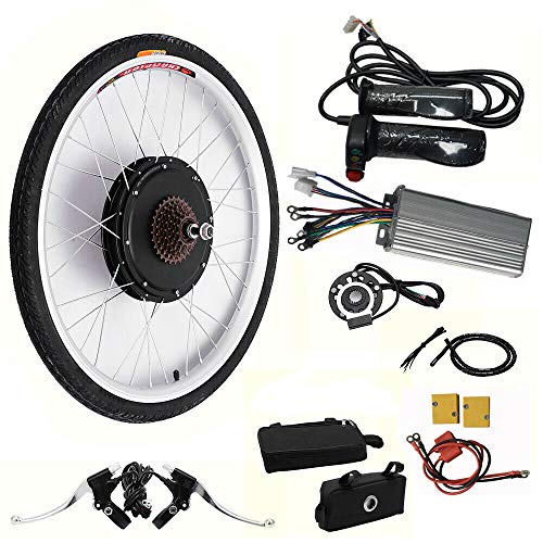 Gdrasuya10 Kit de conversión de bicicleta eléctrica de 26 pulgadas, kit de conversión de bicicleta eléctrica de 48 V, 1000 W, potente kit de motor de cubo con controlador inteligente y sistema PAS