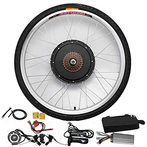 Gdrasuya10 Kit de conversión de bicicleta eléctrica de 26 pulgadas, kit de conversión de bicicleta eléctrica de 48 V, 1000 W, potente kit de motor de cubo con controlador inteligente y sistema PAS