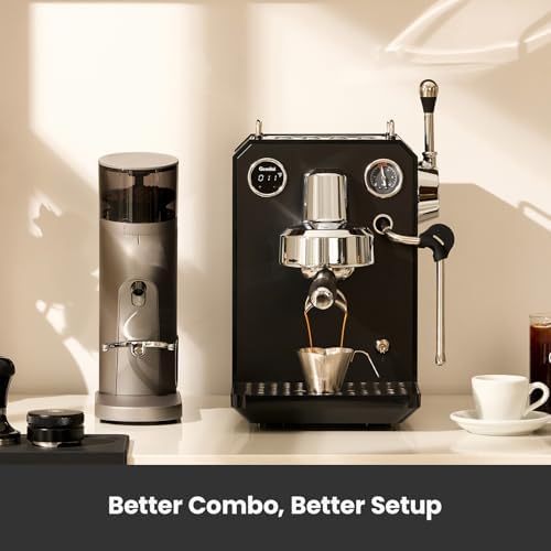 Gemilai Owl G3006 Home Espresso Machine  58mm Commercial Group Head & PID Temp Control  Stainless Steel Coffee Maker for Barista Quality Latte Art  Cappuccino Dual Data Display Black