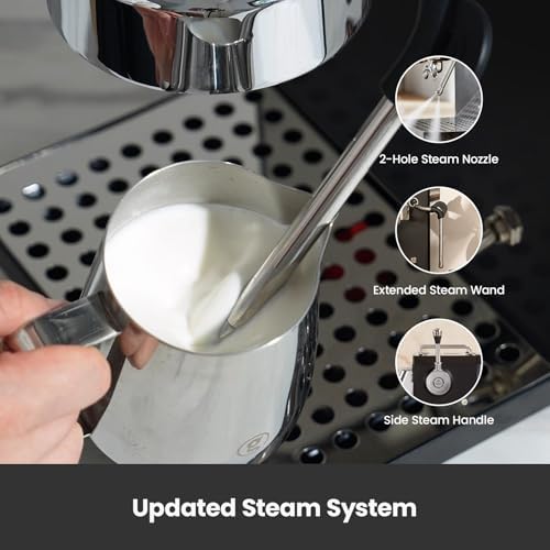 Gemilai Owl G3006 Home Espresso Machine  58mm Commercial Group Head & PID Temp Control  Stainless Steel Coffee Maker for Barista Quality Latte Art  Cappuccino Dual Data Display Black