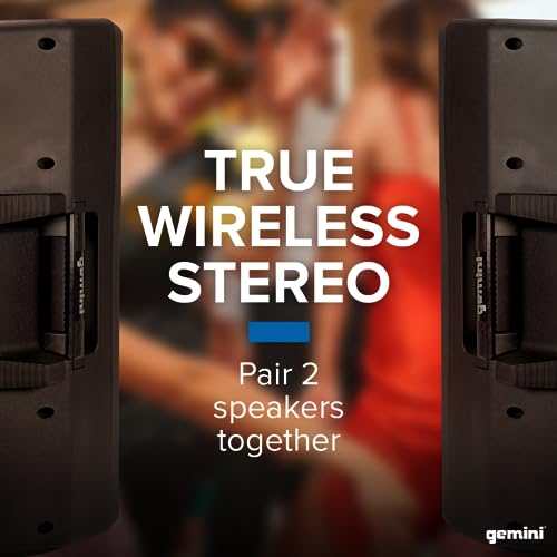 Gemini 15 Inch Powered PA Speaker   2200W Bluetooth PA Speaker with Mixer  XLR Inputs  Active DJ Speakers for Parties Events  GSP 2200 