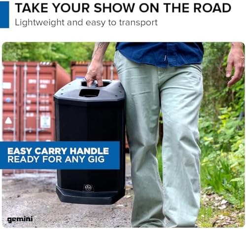 Gemini Powered Line Array PA System with Subwoofer   Column Array Speakers 1200W  Built in Mixer  Bluetooth Streaming  Adjustable Height Tower Speakers for DJ  Karaoke  Live Performance  WPX 2000 