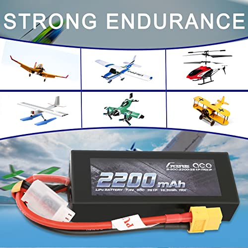 Gens ace Batería Lipo 2S 2200mAh 7.4V 50C LiPo Batería con XT60 (no soldada)