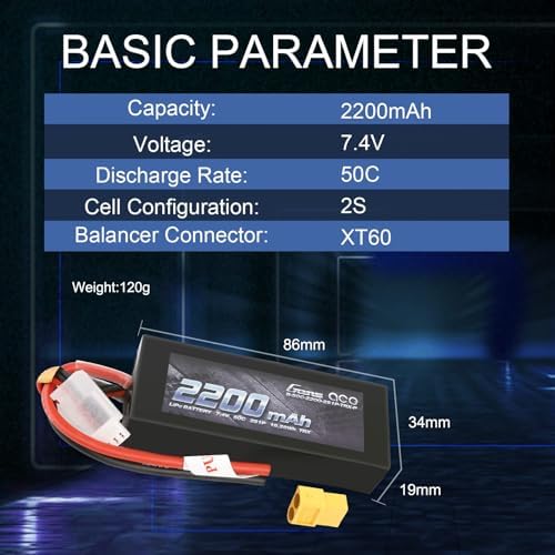 Gens ace 2S Lipo Battery 2200mAh 7 4V 50C LiPo Battery Pack with XT60  not soldered