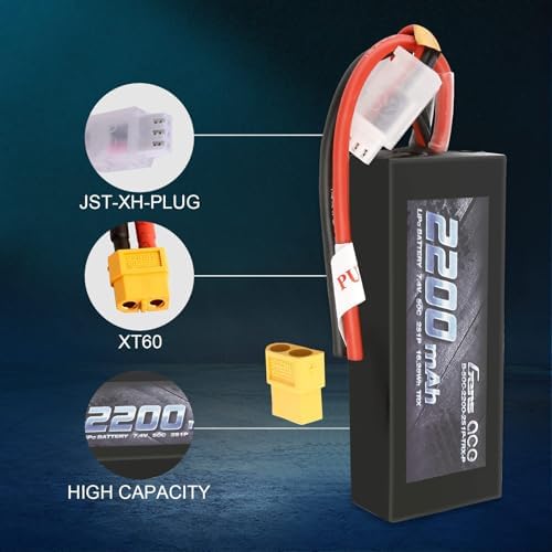 Gens ace 2S Lipo Battery 2200mAh 7 4V 50C LiPo Battery Pack with XT60  not soldered