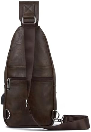 Genuine Leather Bags for Men & Women  Lightweight Waterproof Sling Bag  USB Charging Port Crossbody Chest Bag  Blue 