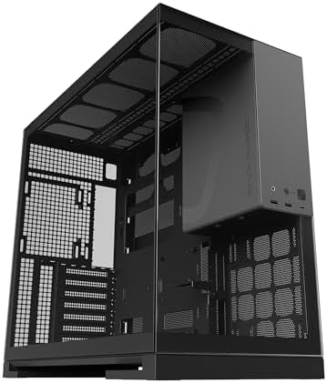 Geometric Future M5 Tempered Glass Mid Tower  E ATX/ATX Gaming Case  1 2mm Steel  Type C  Toolless Panels  Support 420/360 Radiator  ARGB PWM 140m Fan x 5 Pre Installed  Black/Green  GEO M5F BNY