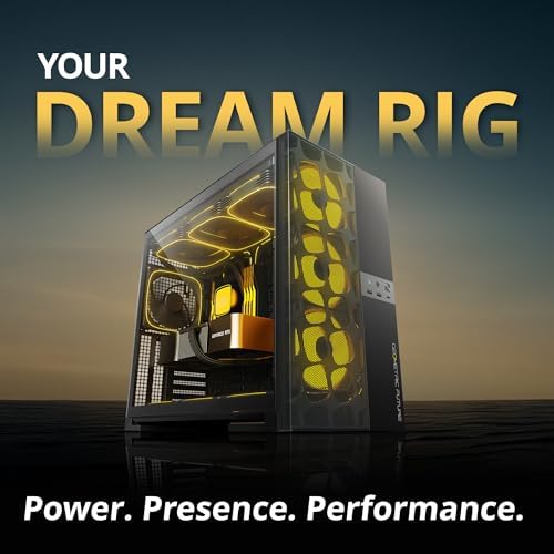 Geometric Future M5 Vent Mesh Panel Tempered Glass Mid Tower  E ATX/ATX Gaming Case  High Airflow  1 2mm Steel  Type C  Support 420/360 Radiator  ARGB PWM 140m fan x 5 Pre Installed  Black  GEO M5VF B